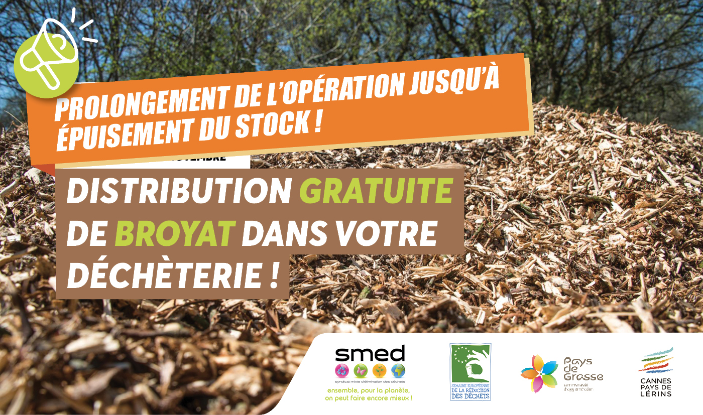Distribution gratuite de broyat dans les déchèteries du SMED !